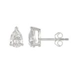 LADIES SOLITAIRE EARRINGS 2 1/2CT PEAR DIAMOND 14K WHITE GOLD - Image 2