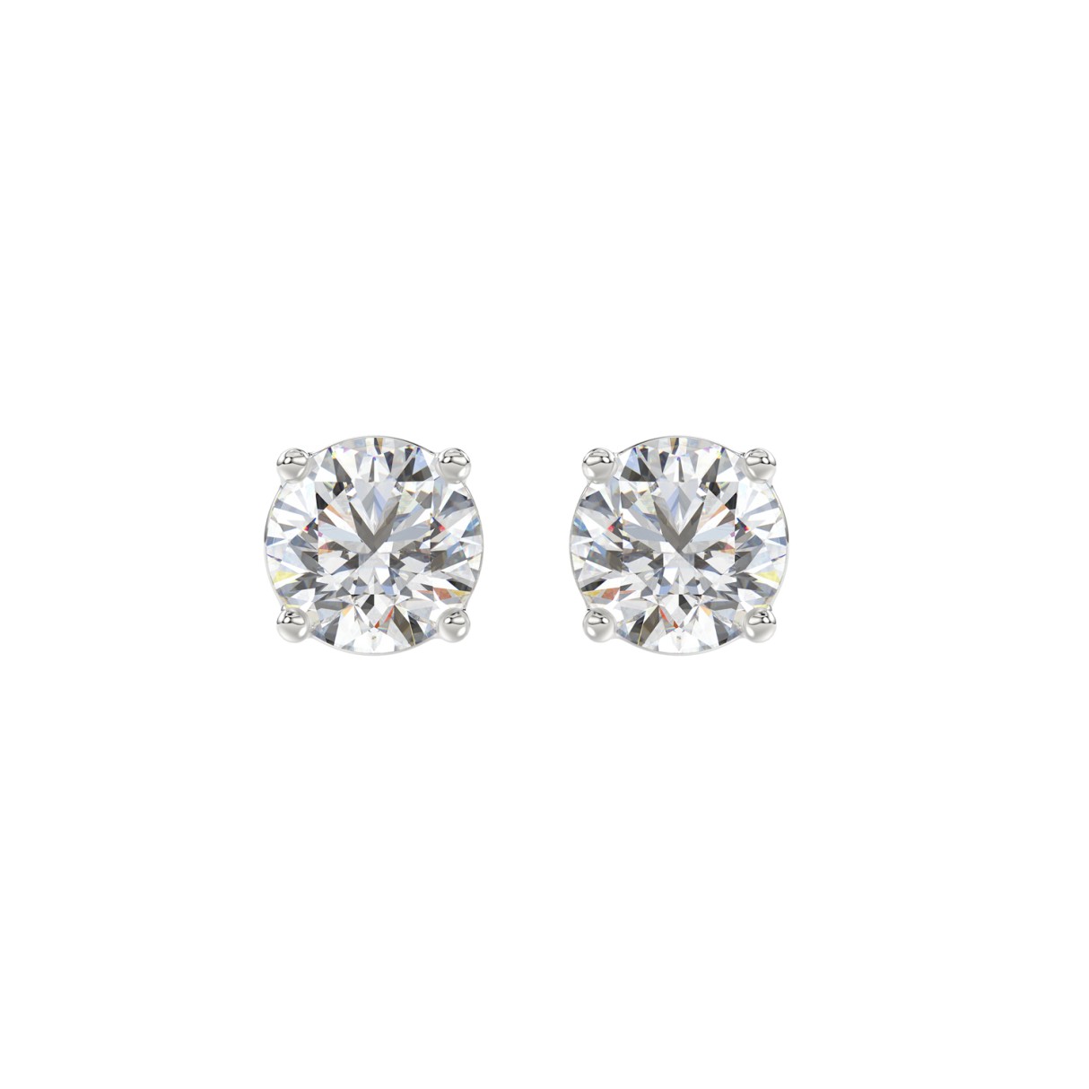 LADIES SOLITAIRE EARRINGS 2 1/2CT ROUND DIAMOND 14K WHITE GOLD - Image 1