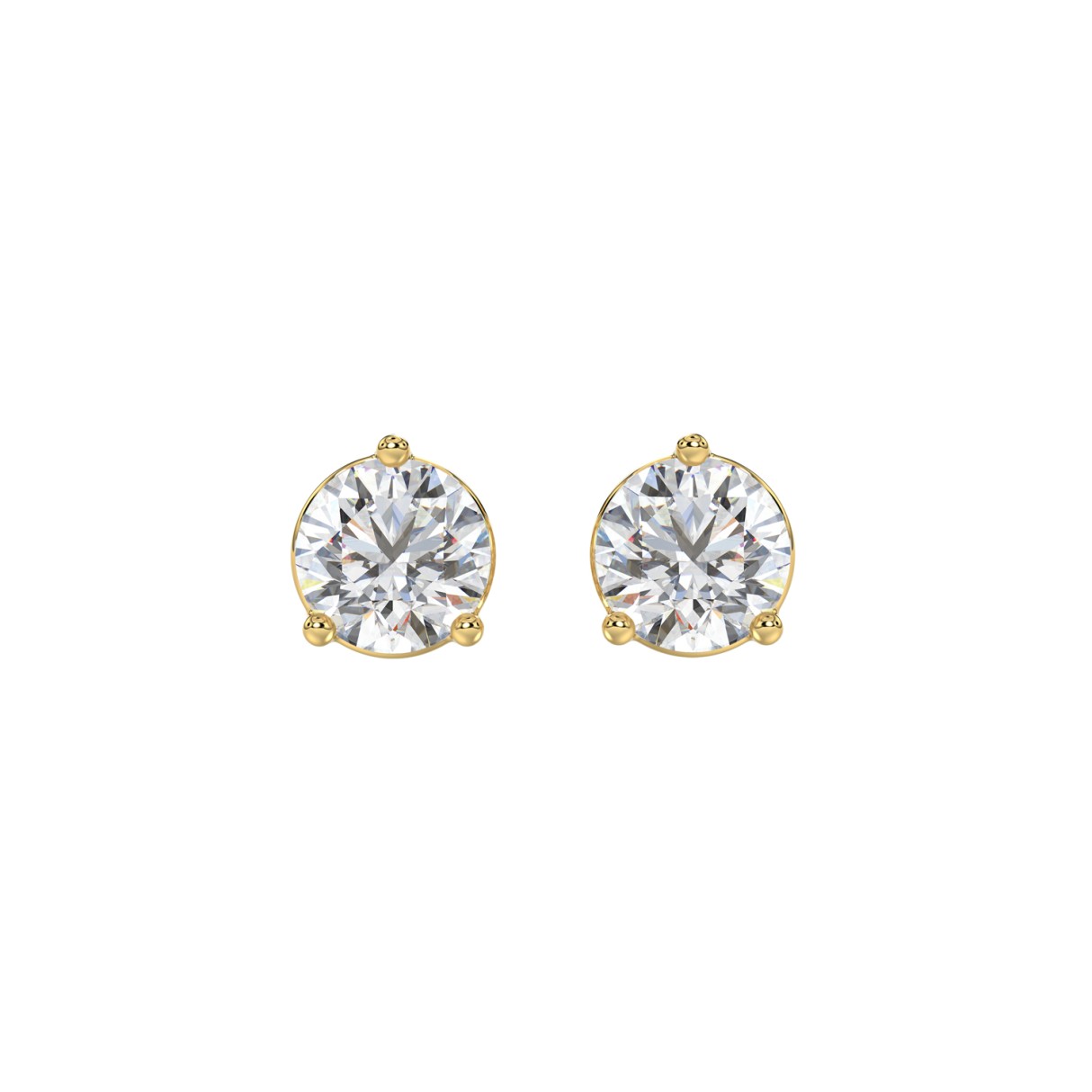 LADIES SOLITAIRE EARRINGS 2 1/2CT ROUND DIAMOND 14K YELLOW GOLD - Image 1