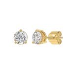 LADIES SOLITAIRE EARRINGS 2 1/2CT ROUND DIAMOND 14K YELLOW GOLD - Image 3