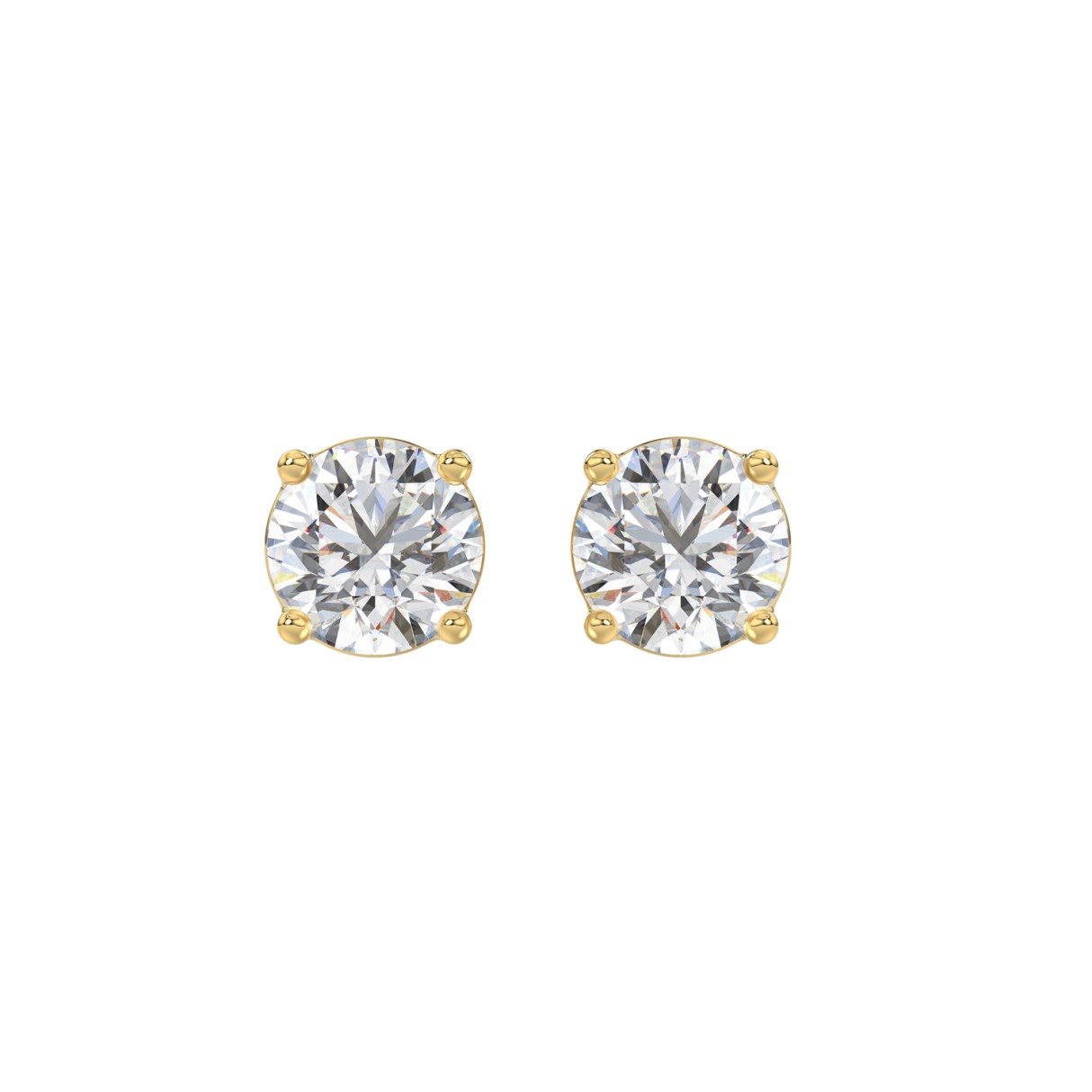 LADIES SOLITAIRE EARRINGS 2 1/2CT ROUND DIAMOND 14K YELLOW GOLD - Image 1
