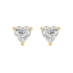 LADIES SOLITAIRE EARRINGS 3CT HEART DIAMOND 14K YELLOW GOLD