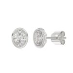 LADIES SOLITAIRE EARRINGS 3CT OVAL DIAMOND 14K WHITE GOLD - Image 3