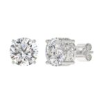 LADIES SOLITAIRE EARRINGS 6CT ROUND DIAMOND 14K WHITE GOLD - Image 3