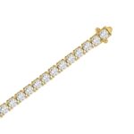 LADIES TENNIS BRACELET 5 5/8CT ROUND DIAMOND 14K YELLOW GOLD - Image 2