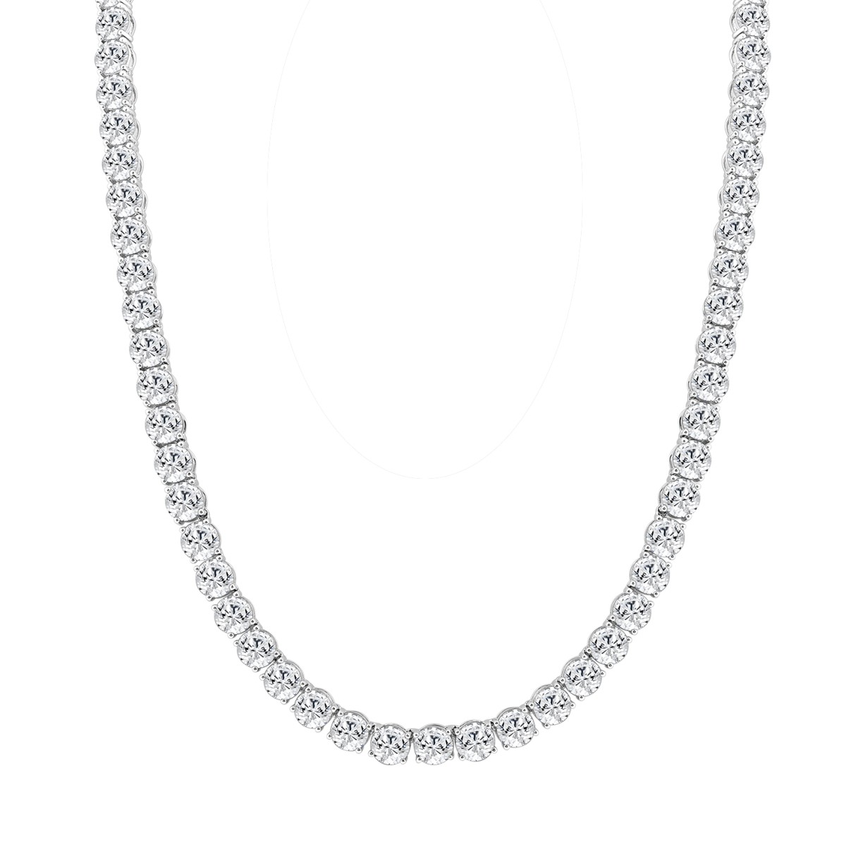 LADIES TENNIS NECKLACE 85.00CT ROUND DIAMOND 14K WHITE GOLD - Image 1