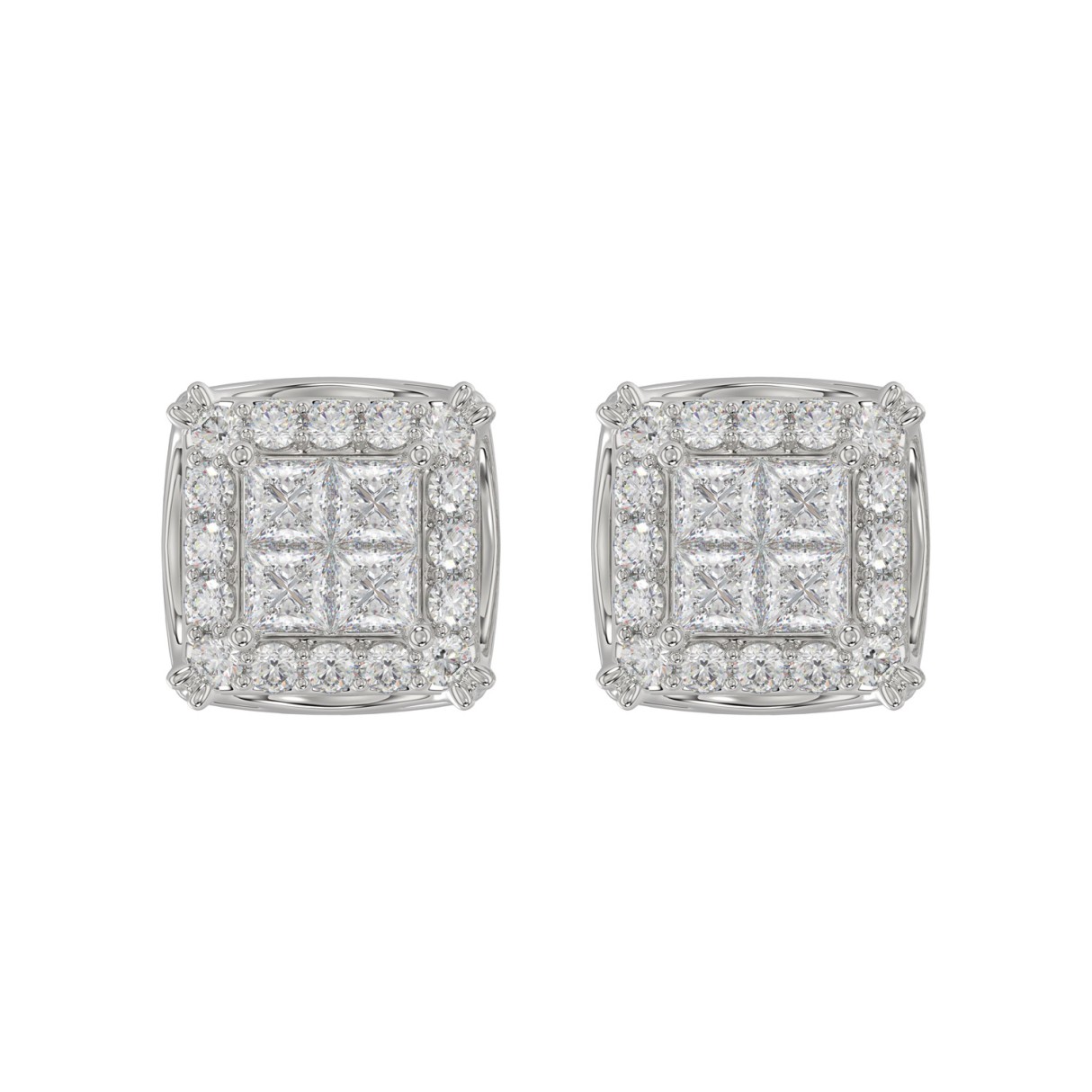 10K WHITE GOLD 1.00CT ROUND DIAMOND LADIES EARRINGS - Image 1