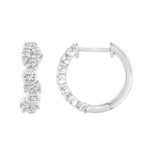 10K White Gold 3/4CT Round Diamond Bezel-Set Hoop Earrings for Women (Color F-G -Clarity VS1/VS2) - Image 2