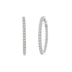 10K WHITE GOLD 5.00CT ROUND DIAMOND LADIES HOOP EARRINGS