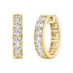 10K YELLOW GOLD 1.00CT ROUND DIAMOND LADIES HOOP EARRING - Image 3