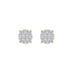 10K Yellow Gold Ladies Stud Earrings 1/2CT Round Brilliant Cut Diamond (Color F-G -Clarity VS2)