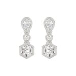 14K WHITE GOLD 1 1/2CT ROUND/PEAR/HEXAGON DIAMOND LADIES EARRINGS