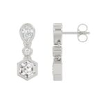 14K WHITE GOLD 1 1/2CT ROUND/PEAR/HEXAGON DIAMOND LADIES EARRINGS - Image 2