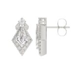 14K WHITE GOLD 1 1/4CT ROUND/KITE STEP CUT DIAMOND LADIES EARRINGS - Image 2