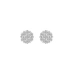 14K WHITE GOLD 1.00CT ROUND DIAMOND LADIES FLOWER EARRINGS