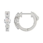 14K WHITE GOLD 1.00CT ROUND DIAMOND LADIES HOOPS EARRINGS - Image 2