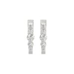 14K WHITE GOLD 1.00CT ROUND DIAMOND LADIES HOOPS EARRINGS
