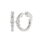 14K WHITE GOLD 1.00CT ROUND DIAMOND LADIES HOOPS EARRINGS - Image 3