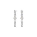 14K WHITE GOLD 1.00CT ROUND DIAMOND LADIES HOOPS EARRINGS