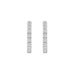 14K WHITE GOLD 1.00CT ROUND DIAMOND LADIES HOOPS EARRINGS - Image 2