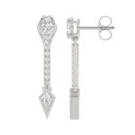 14K WHITE GOLD 1.00CT ROUND/OVAL/KITE DIAMOND LADIES EARRINGS - Image 2