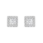 14K WHITE GOLD 1.00CT ROUND/PRINCESS DIAMOND LADIES EARRINGS