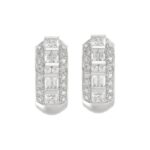 14K WHITE GOLD 1.00CT ROUND/PRINCESS/BAGUETTE DIAMOND LADIES EARRINGS
