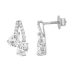 14K WHITE GOLD 2 1/2CT ROUND/OVAL/PEAR DIAMOND LADIES EARRINGS - Image 2