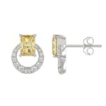 14K WHITE GOLD 2 1/2CT ROUND/YELLOW RADIANT DIAMOND LADIES EARRINGS - Image 3