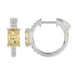 14K WHITE GOLD 2 1/6CT ROUND/YELLOW RADIANT DIAMOND LADIES EARRINGS - Image 3