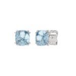 14K WHITE GOLD 2.00CT BLUE CUSHION DIAMOND LADIES SOLITAIRE EARRINGS - Image 3