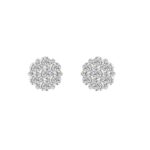 14K WHITE GOLD 2.00CT ROUND DIAMOND LADIES FLOWER EARRINGS