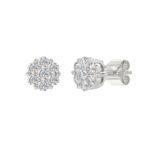 14K WHITE GOLD 2.00CT ROUND DIAMOND LADIES FLOWER EARRINGS - Image 3
