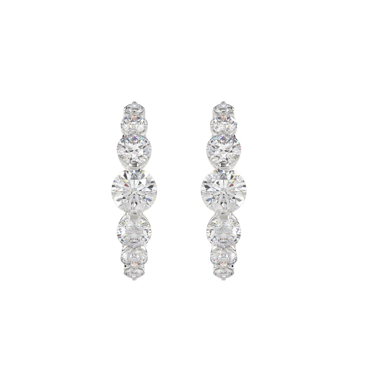 14K WHITE GOLD 2.00CT ROUND DIAMOND LADIES HOOPS EARRINGS - Image 1