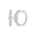 14K WHITE GOLD 2.00CT ROUND DIAMOND LADIES HOOPS EARRINGS - Image 3