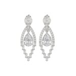 14K WHITE GOLD 2.00CT ROUND/BAGUETTE/PEAR DIAMOND LADIES EARRINGS