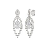 14K WHITE GOLD 2.00CT ROUND/BAGUETTE/PEAR DIAMOND LADIES EARRINGS - Image 3