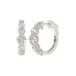 14K WHITE GOLD 3 1/2CT ROUND DIAMOND LADIES HOOPS EARRINGS - Image 3