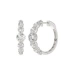 14K WHITE GOLD 3 1/2CT ROUND DIAMOND LADIES HOOPS EARRINGS - Image 3