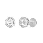 14K WHITE GOLD 3/4CT ROUND DIAMOND LADIES EARRINGS - Image 3