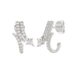 14K WHITE GOLD 3/4CT ROUND/LOZENGE DIAMOND LADIES EARRINGS - Image 3