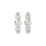 14K WHITE GOLD 4.00CT ROUND DIAMOND LADIES HOOPS EARRINGS