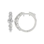 14K WHITE GOLD 4.00CT ROUND DIAMOND LADIES HOOPS EARRINGS - Image 2