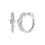 14K WHITE GOLD 4.00CT ROUND DIAMOND LADIES HOOPS EARRINGS - Image 3