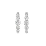 14K WHITE GOLD 4.00CT ROUND DIAMOND LADIES HOOPS EARRINGS