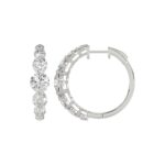 14K WHITE GOLD 4.00CT ROUND DIAMOND LADIES HOOPS EARRINGS - Image 2