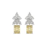 14K WHITE/YELLOW GOLD 3.00CT PEAR/MARQUISE/YELLOW RADIANT DIAMOND LADIES EARRING  (CENTER STONE RADIANT DIAMOND 1CT)