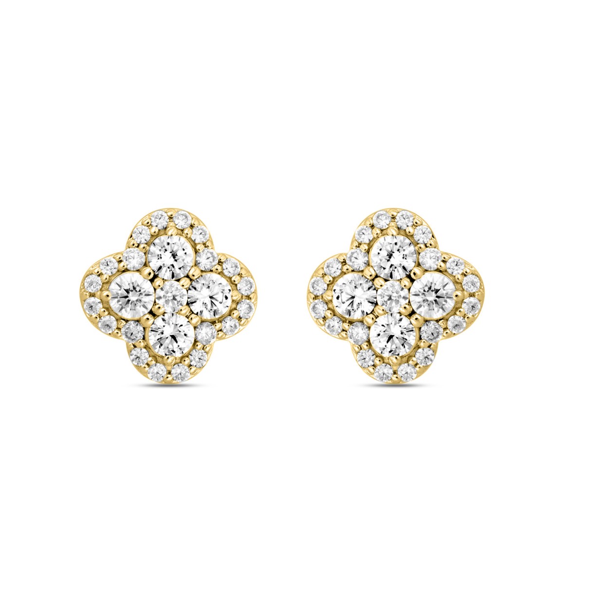 14K YELLOW GOLD 1 1/2CT ROUND DIAMOND Men's EARRINGS - Image 1