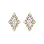 14K YELLOW GOLD 1 1/3CT ROUND/BAGUETTE/KITE STEP CUT DIAMOND LADIES EARRINGS