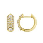 14K YELLOW GOLD 1.00CT ROUND/PRINCESS/BAGUETTE DIAMOND LADIES EARRINGS